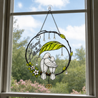 Personalized Dove Couple Wedding Rings Wreath Holographic Acrylic Suncatcher