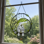 Personalized Dove Couple Wedding Rings Wreath Holographic Acrylic Suncatcher