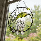 Personalized Dove Couple Wedding Rings Wreath Holographic Acrylic Suncatcher