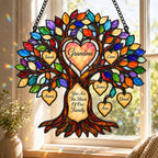 Personalized Grandma Heart Family Tree Holographic Acrylic Suncatcher