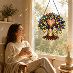 Personalized Grandma Heart Family Tree Holographic Acrylic Suncatcher