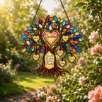Personalized Grandma Heart Family Tree Holographic Acrylic Suncatcher