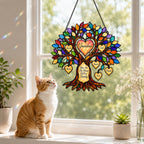 Personalized Grandma Heart Family Tree Holographic Acrylic Suncatcher