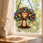 Personalized Grandma Heart Family Tree Holographic Acrylic Suncatcher