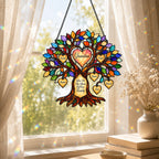 Personalized Grandma Heart Family Tree Holographic Acrylic Suncatcher