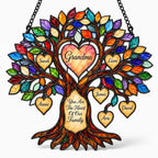 Personalized Grandma Heart Family Tree Holographic Acrylic Suncatcher