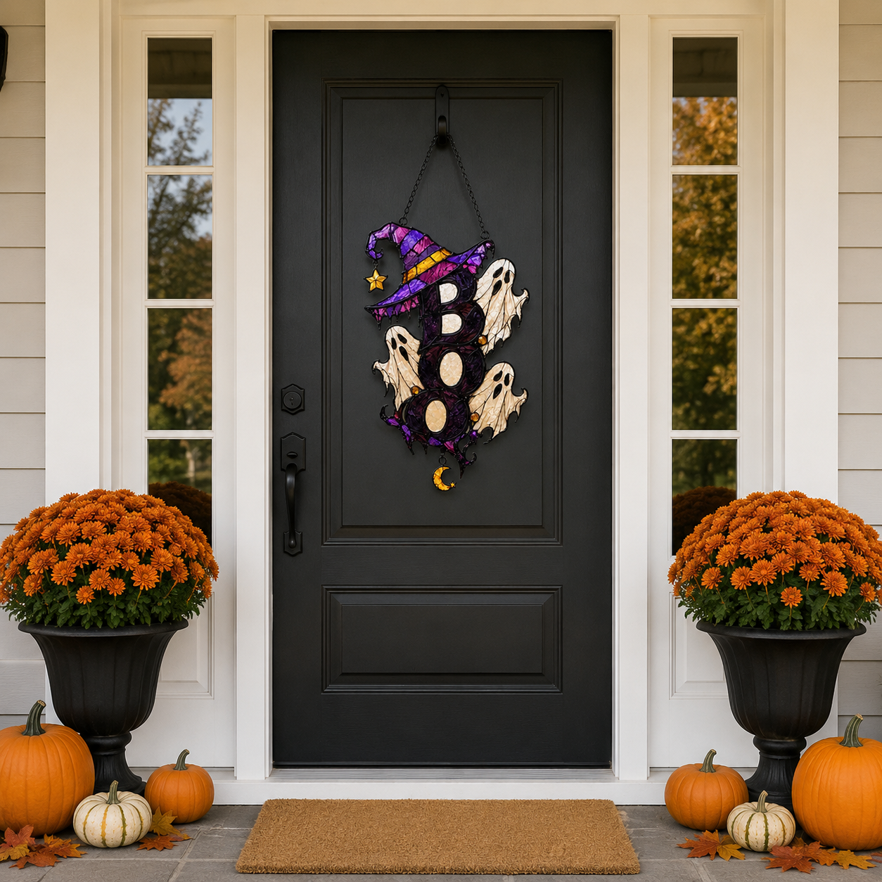 BOO Ghost Trio with Witch Hat Holographic Acrylic Suncatcher