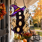 BOO Ghost Trio with Witch Hat Holographic Acrylic Suncatcher