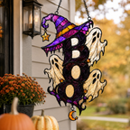 BOO Ghost Trio with Witch Hat Holographic Acrylic Suncatcher