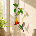 Rainbow Hummingbird & Trumpet Flower Holographic Acrylic Suncatcher
