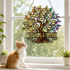 Personalized Family Tree of Life Hearts Holographic Acrylic Suncatcher