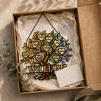 Personalized Family Tree of Life Hearts Holographic Acrylic Suncatcher
