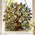 Personalized Family Tree of Life Hearts Holographic Acrylic Suncatcher