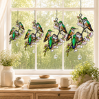 Hummingbird Family & Cherry Blossom Holographic Acrylic Suncatcher