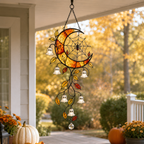 Crescent Moon Ghost Blossom & Spider Web Holographic Acrylic Suncatcher