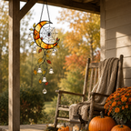 Crescent Moon Ghost Blossom & Spider Web Holographic Acrylic Suncatcher