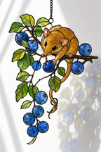 Dormouse & Blueberries Holographic Acrylic Suncatcher