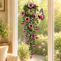 Pink Flower Basket & Butterfly Holographic Acrylic Suncatcher