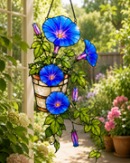 Blue Morning Glory Flower Holographic Acrylic Suncatcher