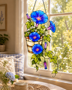 Blue Morning Glory Flower Holographic Acrylic Suncatcher