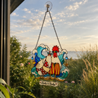 Personalized Beach Chicken Couple Holographic Acrylic Suncatcher