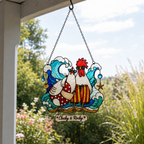 Personalized Beach Chicken Couple Holographic Acrylic Suncatcher