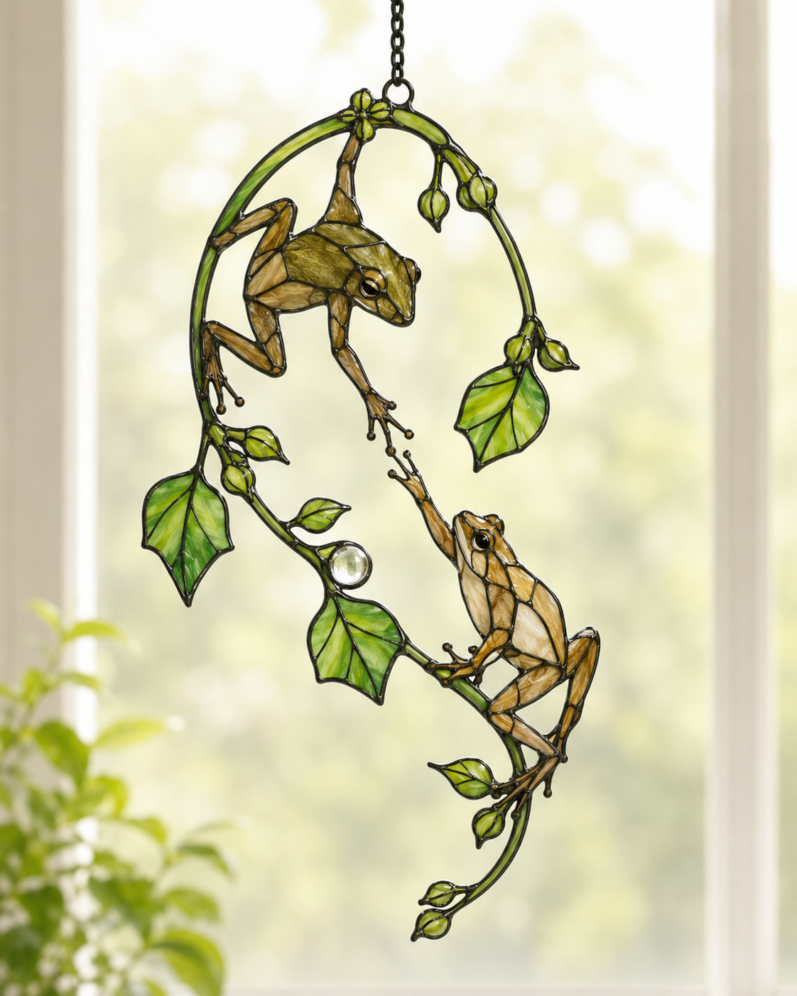 Tree Frog Pair Holographic Acrylic Suncatcher