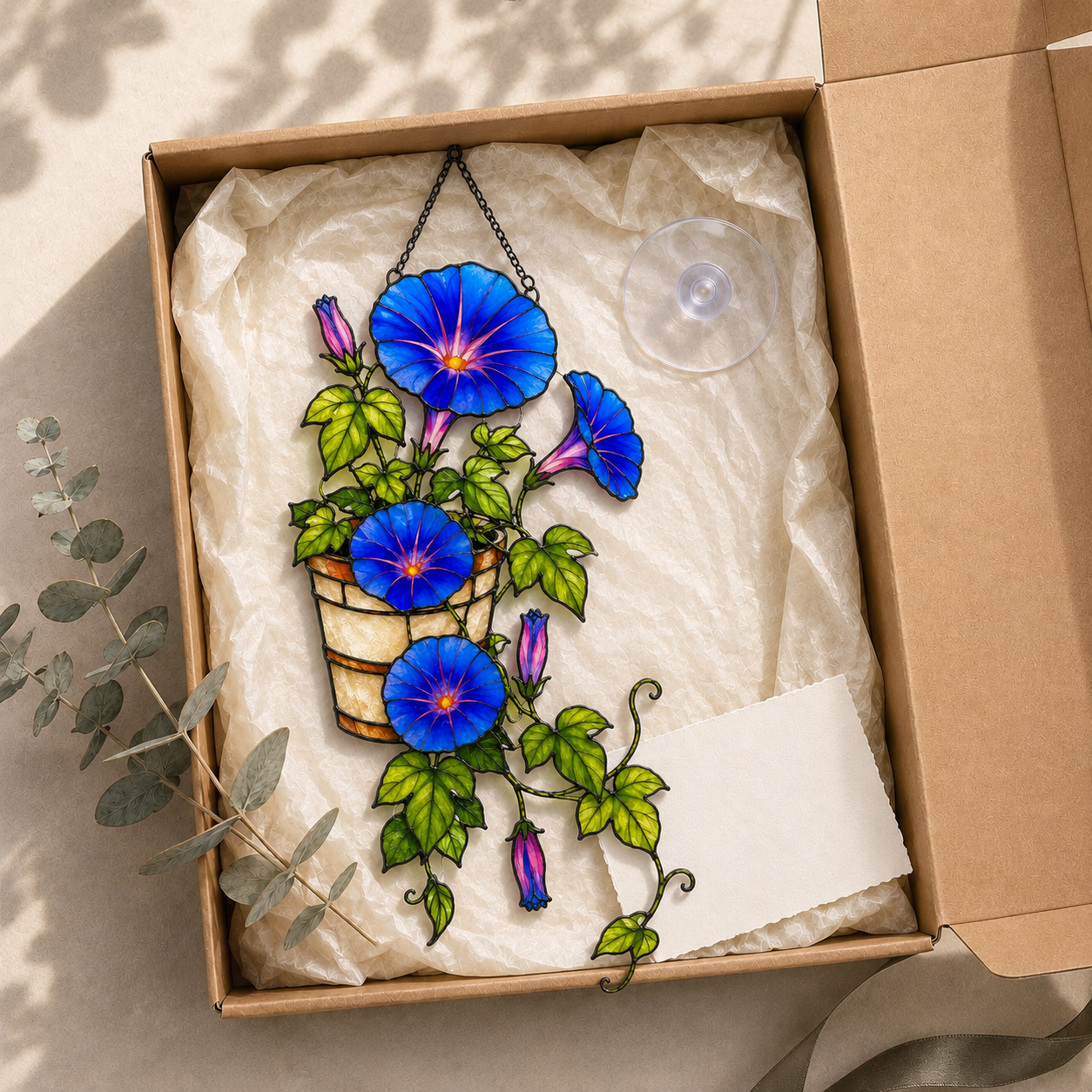 Blue Morning Glory Flower Holographic Acrylic Suncatcher