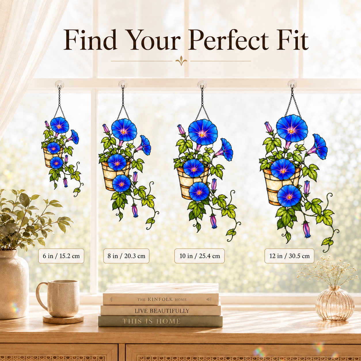 Blue Morning Glory Flower Holographic Acrylic Suncatcher