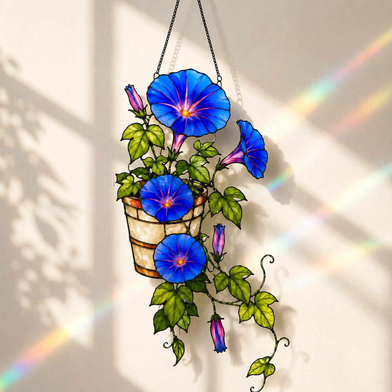 Blue Morning Glory Flower Holographic Acrylic Suncatcher