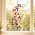 Sparrows & Cardinal on Red Leaf Vine Holographic Acrylic Suncatcher