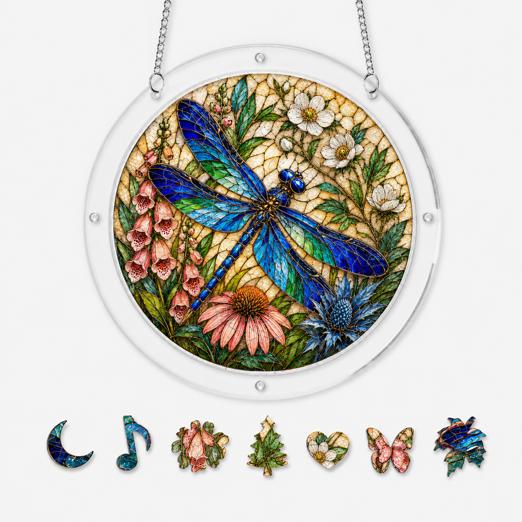 Dragonfly Garden Acrylic Puzzle Suncatcher