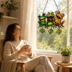 Personalized Frog Family Holographic Acrylic Suncatcher