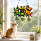 Personalized Frog Family Holographic Acrylic Suncatcher