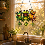 Personalized Frog Family Holographic Acrylic Suncatcher