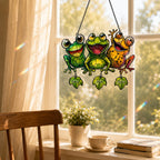Personalized Frog Family Holographic Acrylic Suncatcher
