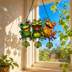 Personalized Frog Family Holographic Acrylic Suncatcher