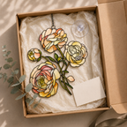 Peach Ranunculus Flower Holographic Acrylic Suncatcher