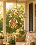 Peach Ranunculus Flower Holographic Acrylic Suncatcher