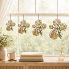 Peach Ranunculus Flower Holographic Acrylic Suncatcher