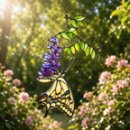 Swallowtail Butterfly & Purple Wisteria Holographic Acrylic Suncatcher
