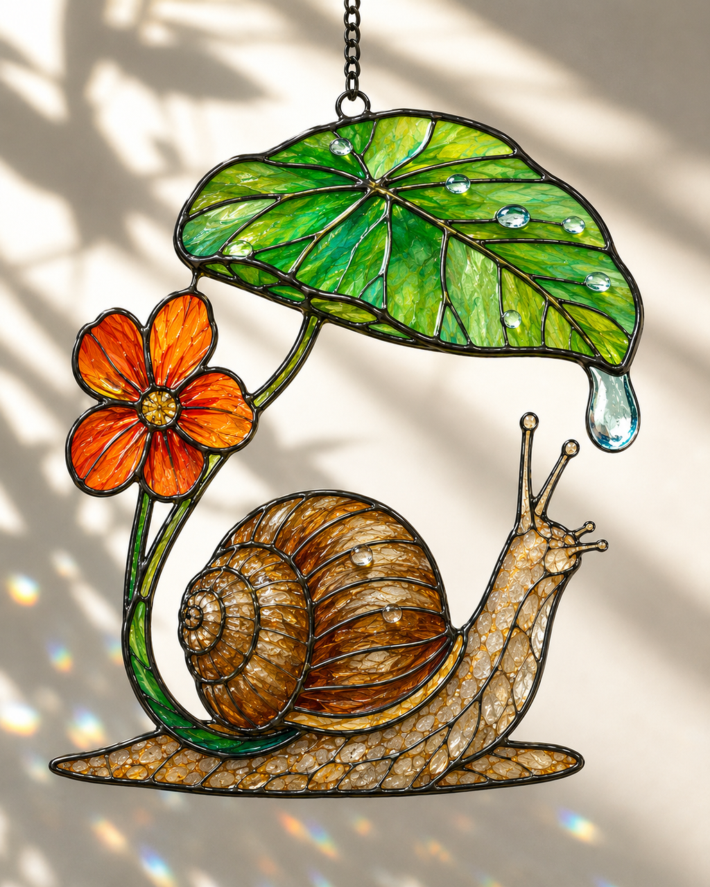 Snail & Leaf Umbrella Holographic Acrylic Suncatcher