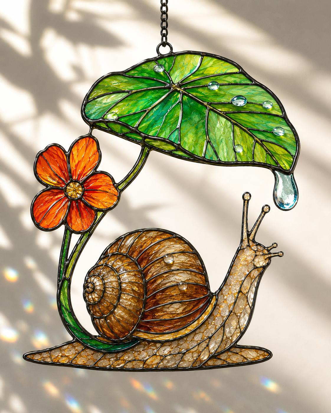 Snail & Leaf Umbrella Holographic Acrylic Suncatcher