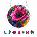 Pink Anemone Floral Acrylic Puzzle Suncatcher
