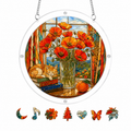 Orange Poppy Acrylic Puzzle Suncatcher