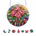Pink Peony Acrylic Puzzle Suncatcher