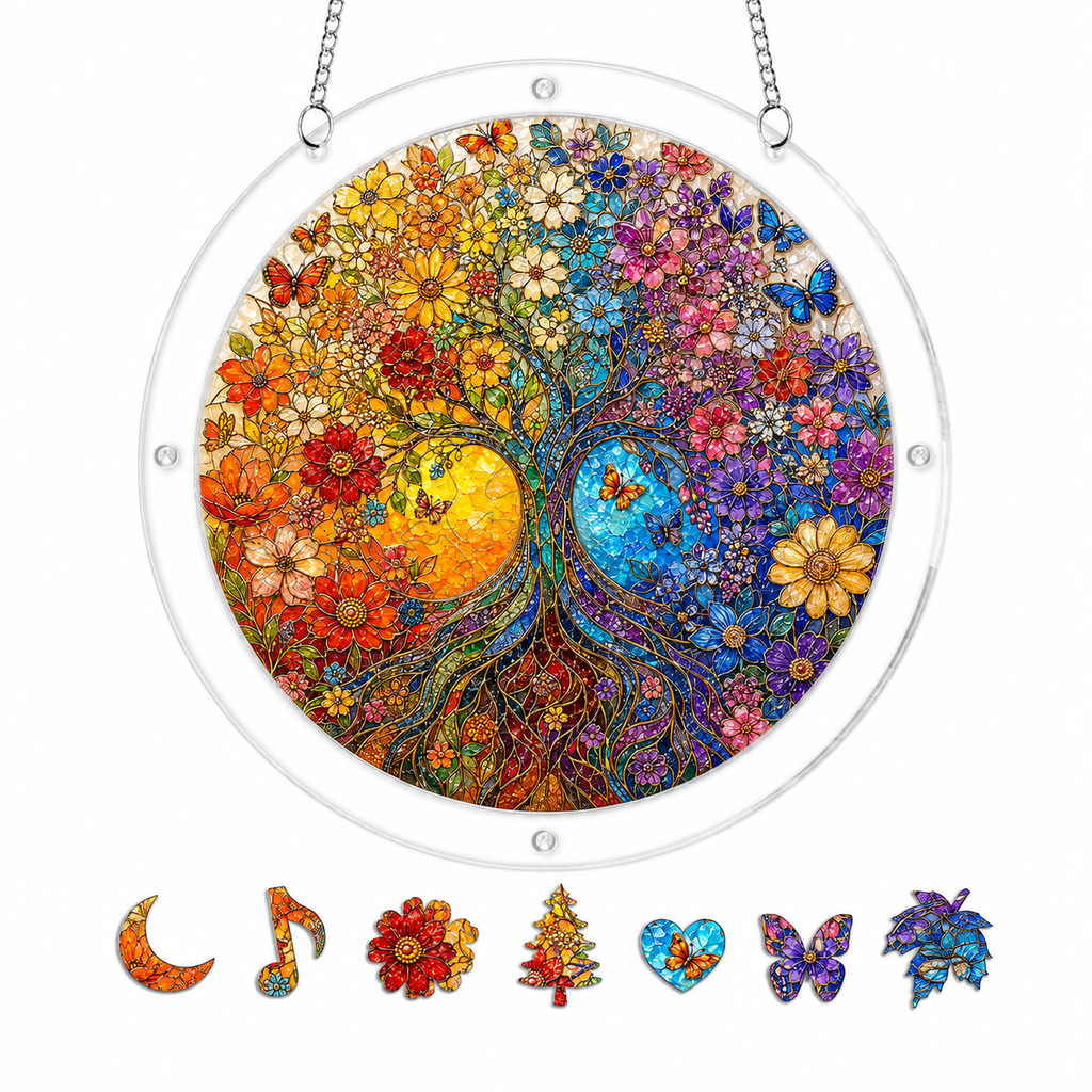 Autumn Tree of Life Acrylic Puzzle Suncatcher