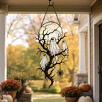 Full Moon & Floating Ghost Tree Holographic Acrylic Suncatcher