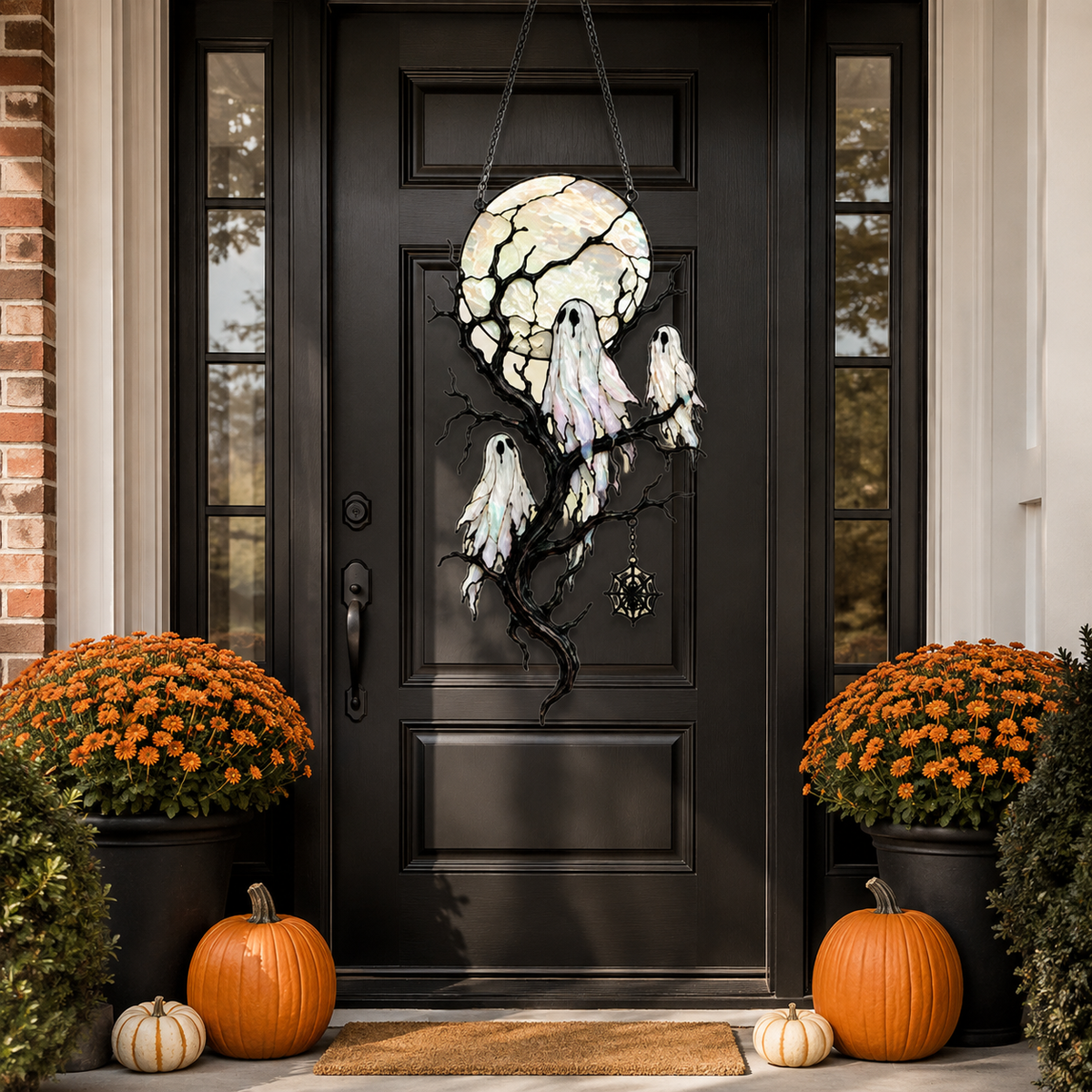 Full Moon & Floating Ghost Tree Holographic Acrylic Suncatcher