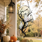 Full Moon & Floating Ghost Tree Holographic Acrylic Suncatcher